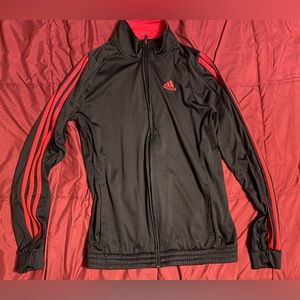 Girls black with three red striped adidas jacket